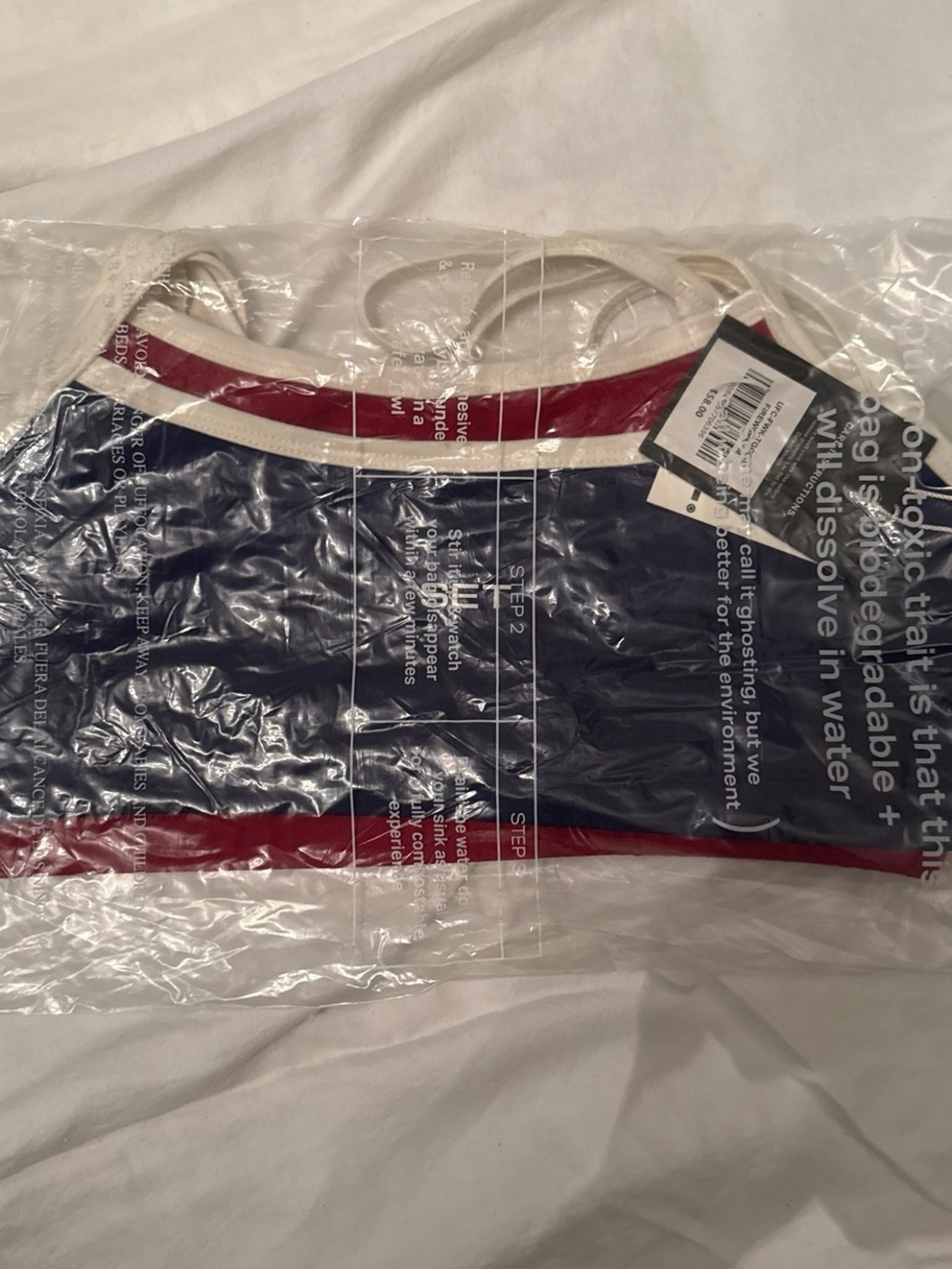 SET Active Navy, Red & White Crop Tank Top